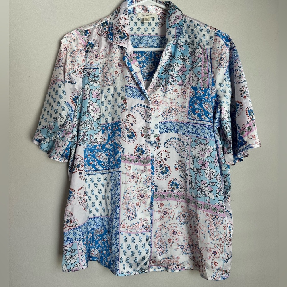 Women's Floral Patchwork Button Down Shirt